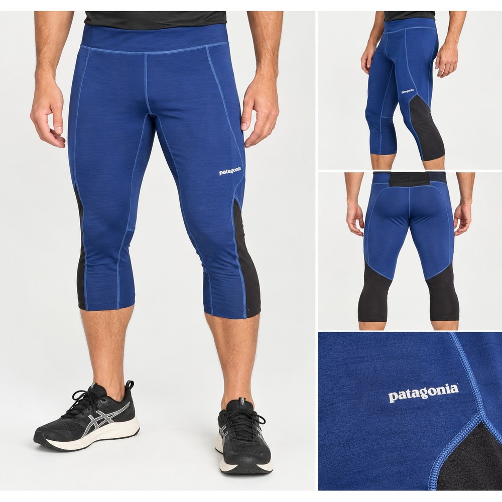 Patagonia Men's XL Blue Pants Capilene Base Layer Capri Running Capri Leggings